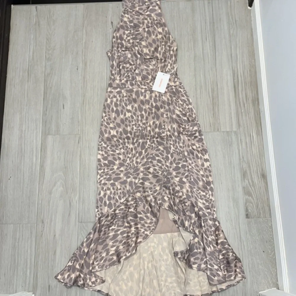 Neutral Animal Print Silk Dress